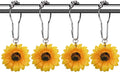 CHICTIE Flowers Shower Curtain Hooks Rings, 12 Pcs Decorative Rustproof Shower Rings for Bathroom Set (Yellow Sunflower)