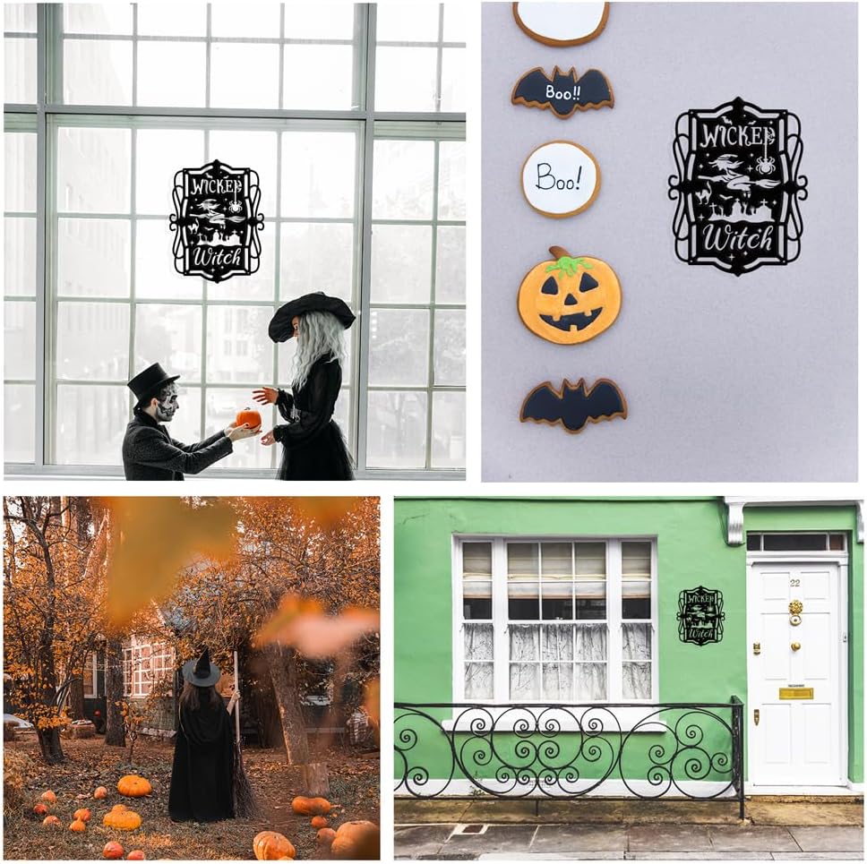 NBEADS Wicked-Witch Metal Wall Art Decor, Matte Black Wall Hanging Decor Silhouette Wall Art for Home Bedroom Living Room Bathroom Kitchen Office Hotel Wall Decoration, 8.7×11.3"(22.1×28.6cm)