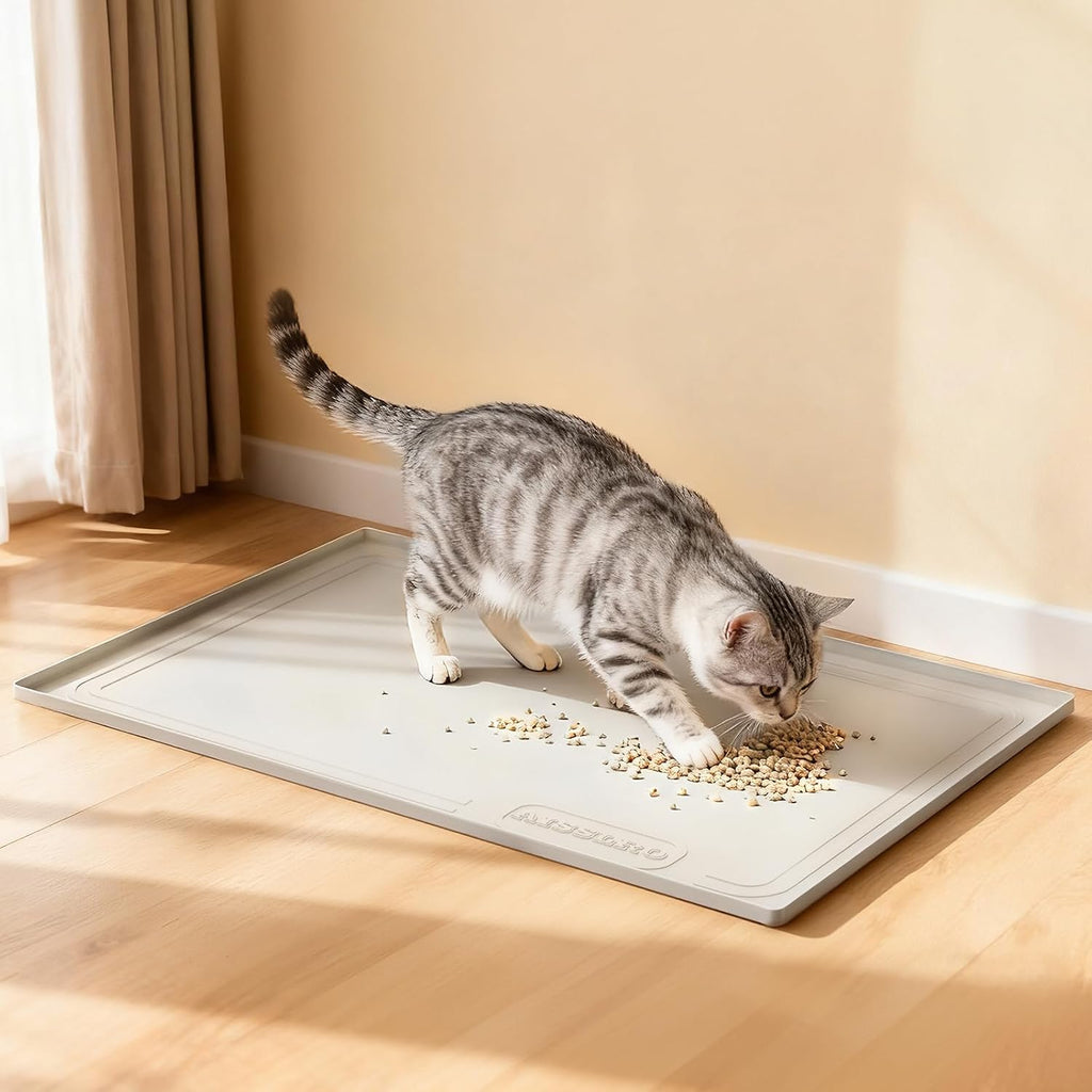 Waterproof Under Sink Mat 34"x22", Silicone Mat, Beige