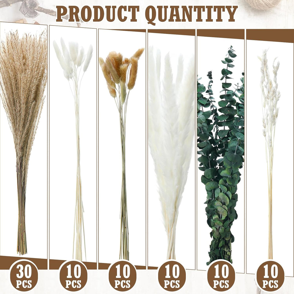 Qinyoung 10 Set Dried Pampas Grass Table Centerpiece for Wedding, Pink