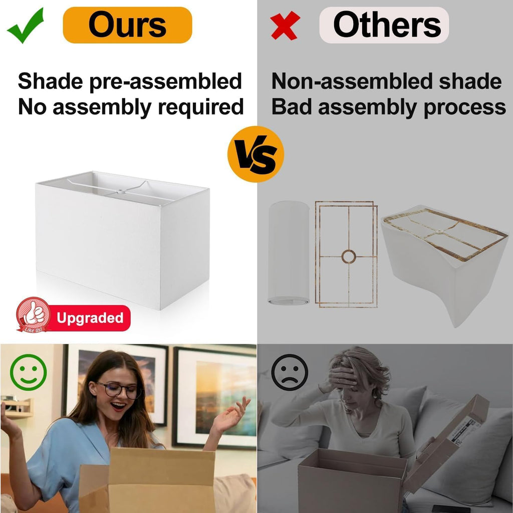 21" Touch Bedside lamps with 2 USB & AC Outlets, 3-Way Dimmable Bedside Table Lamps Set of 2 for Bedroom Living Room Office Reading, White Shade Lamps for Night Stands, 3000K LED Bulbs Included