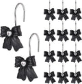 12PCS Shower Curtain Hooks Rings,Black Bow Resin Curtain Hooks Shower Rings for Bathroom Baby Room Nursery Art Decors