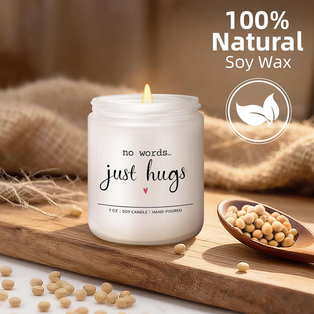 Sympathy Gifts for Loss of Loved One, No Words Just Hugs Candle, Lavender