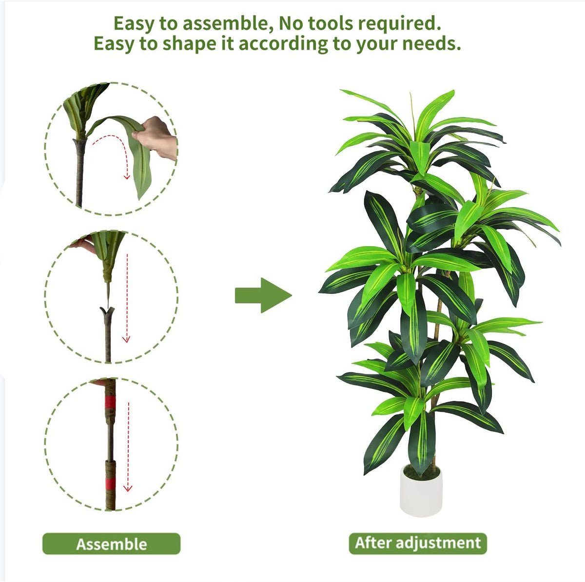 Artificial Dracaena Tree 5FT - Faux Indoor Tree with Pot for Living Room