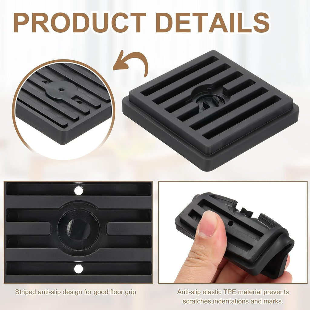 uxcell 8Pcs Bed Risers, Square Heavy Duty Stackable Lift Block to 0.5 Inch Plastic Furniture Riser for Desk, Chair, Table, Sofa Legs, Washing Machine, Refrigerator, Black