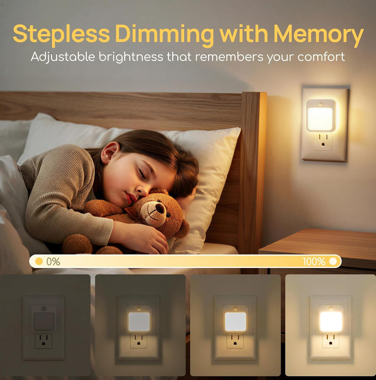 Plug in LED Night Light with Automatic Motion Sensor, Warm White, 6-Pack