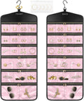 CHICECO Hanging Jewelry Organizer With Zippered Pockets,40 Pockets Travel Jewelry Organizer Storage (Pink)