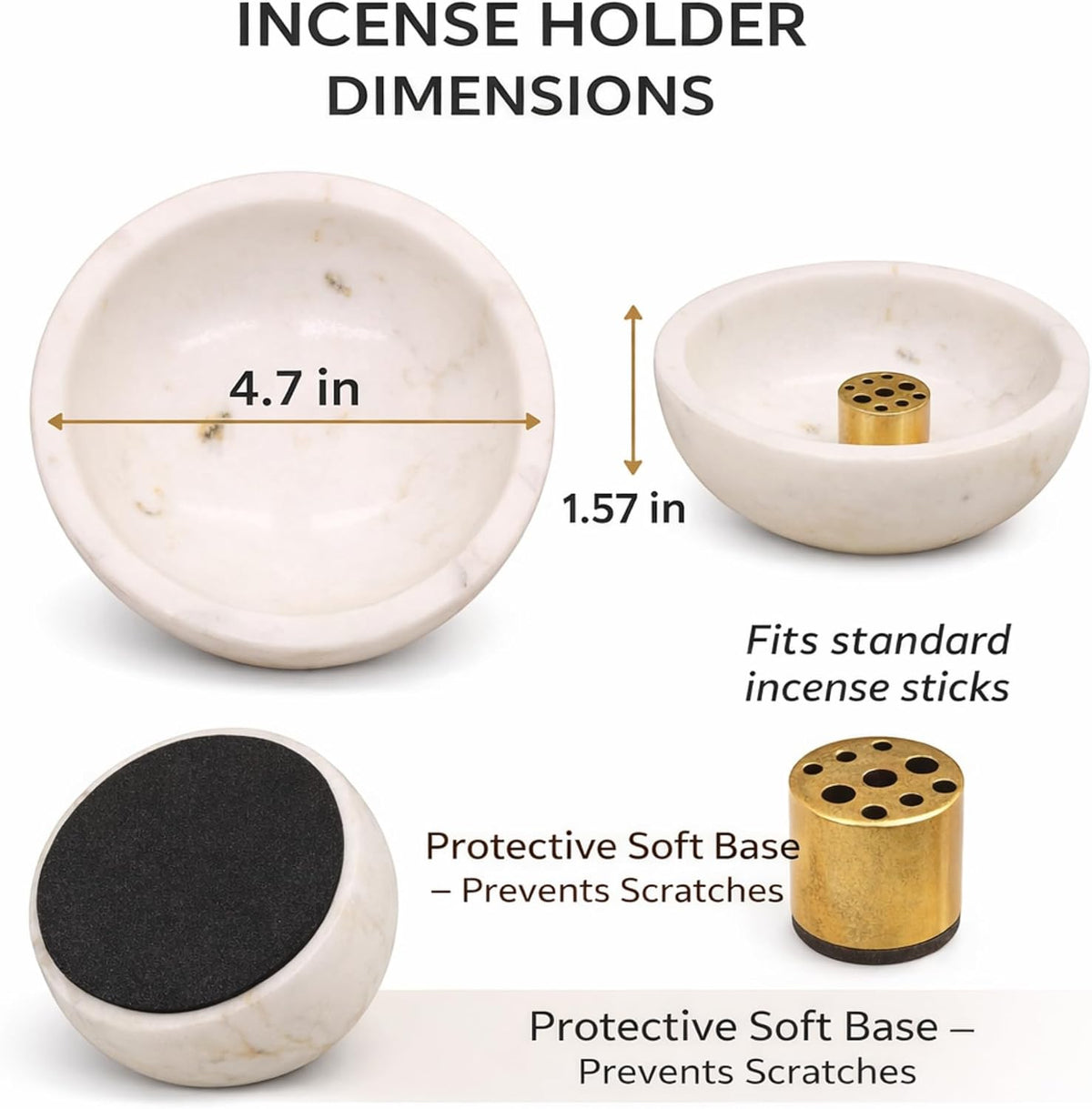 Natural Marble and Brass Incense Holder