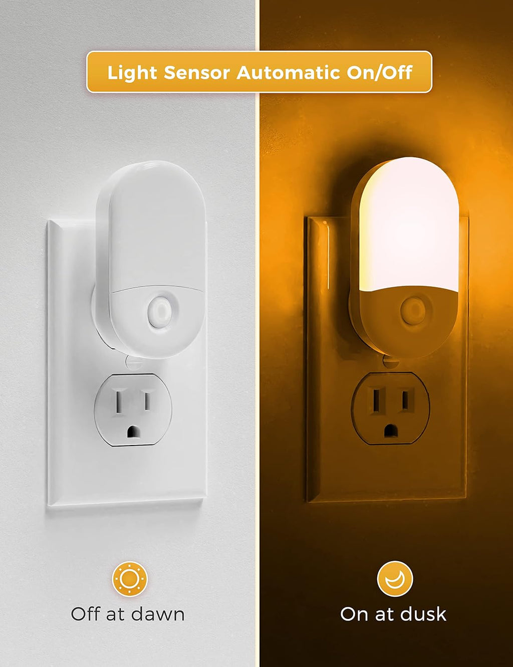 L LOHAS LED Amber Night Light, Night Lights Plug into Wall[2 Pack]