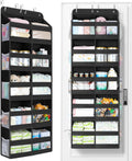 Yecaye 5-Tier Over The Door Organizer Dual-Column, 80lbs Load Over the Door Storage of 10 Compartments, Heavy Duty Door Organizer Hanging for Bedroom Closet Nursery Bathroom Pantry, Black, 2 Pack