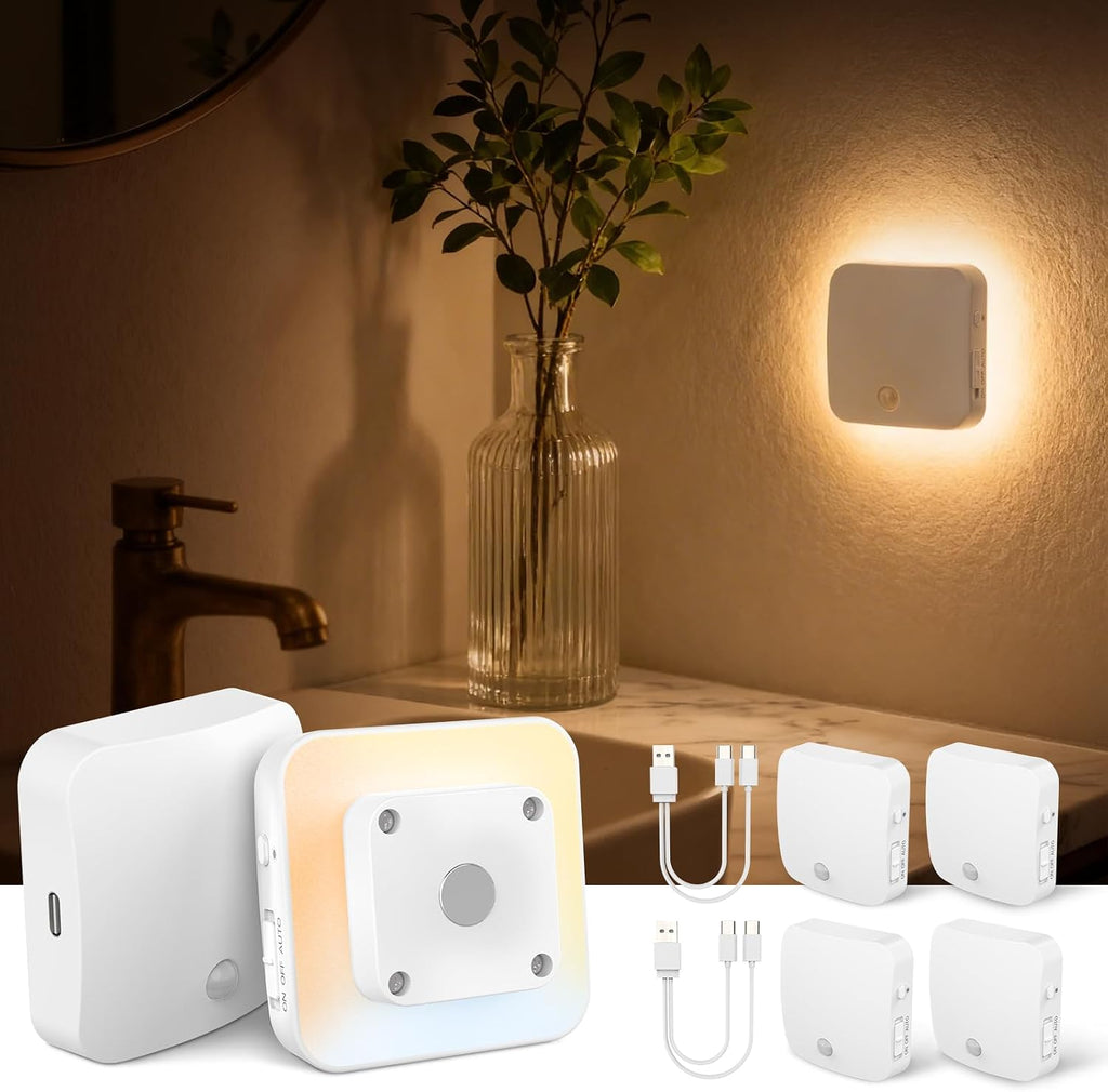 Rechargeable Night Light Backlit, 3CCT Motion Sensor Light Indoor, 4 Pack