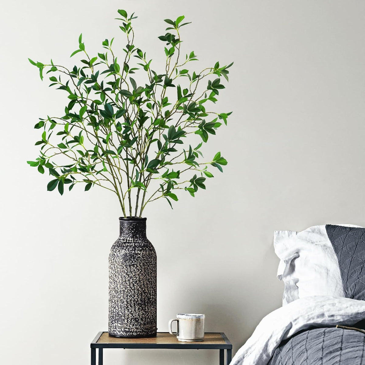 Krissing 4Pcs Artificial Greenery Stems, 44inch Fake Ficus Twig Branches