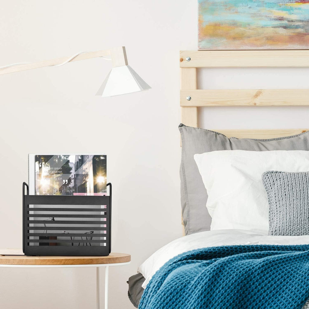 Metal Magazine Rack for Living Room, Modern Iron Magazine Holder Organizer with Sturdy Frame, Freestanding Newspaper and Book Storage Stand for Home Office Bedroom