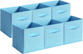 Fabric Storage Bins - 6 Pack Collapsible Cube Organizer for Closet, Shelves & Living Space, Pastel & Dark Color Options - Foldable Storage Boxes with Handles for Clothes (Blue, 11 inch)