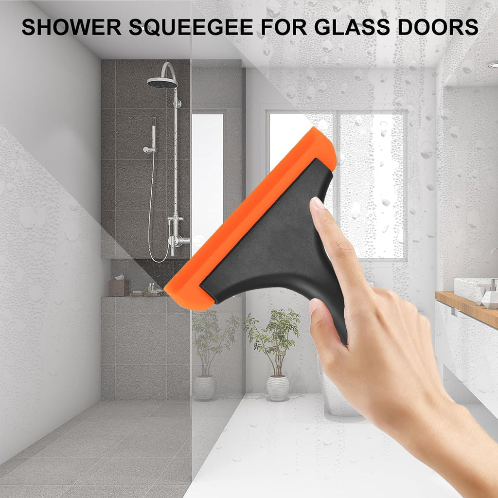 SetSail Shower Squeegee for Glass Doors, Mini Hand Squeegee, Black