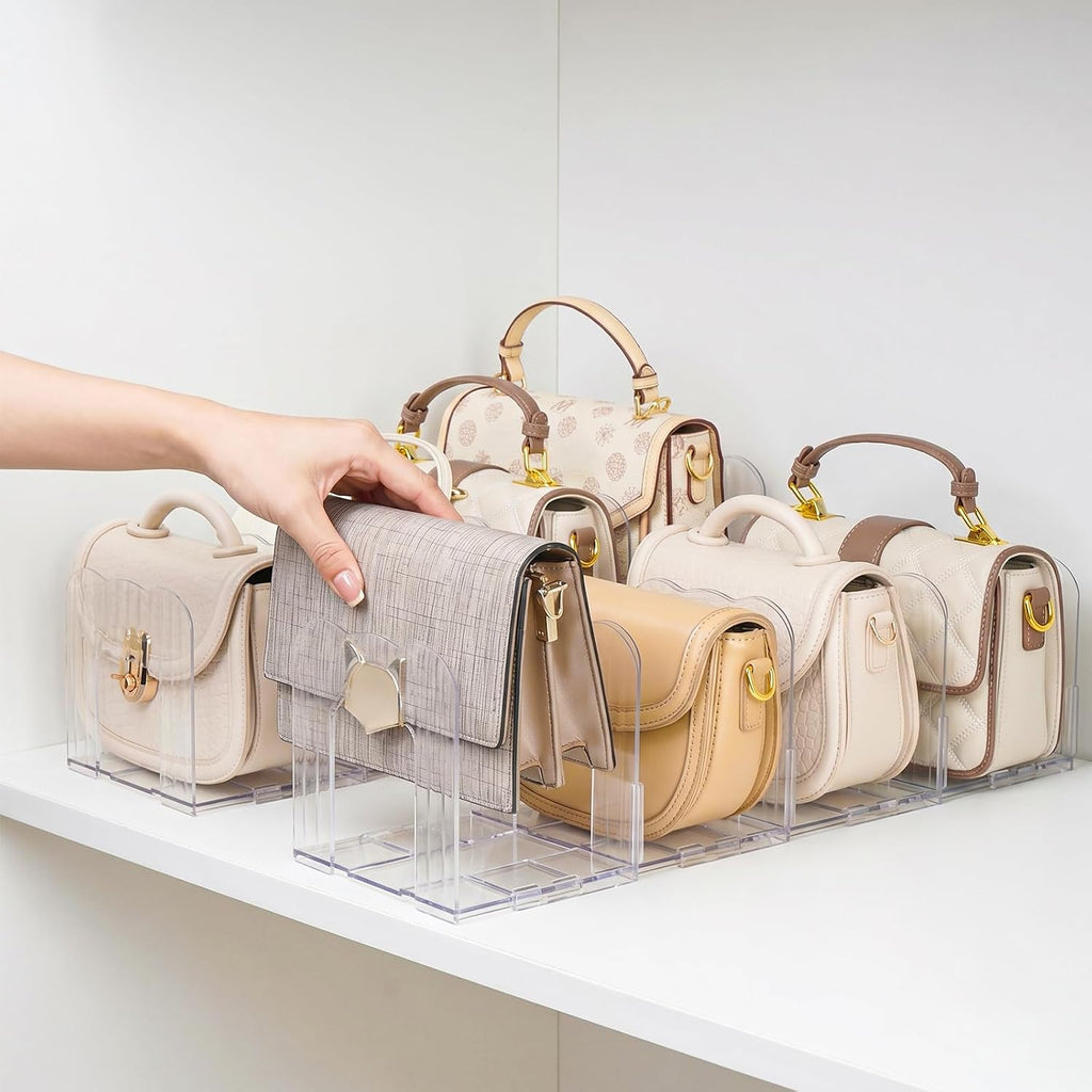 8-Slot Adjustable Purse Organizer for Closet, Clear