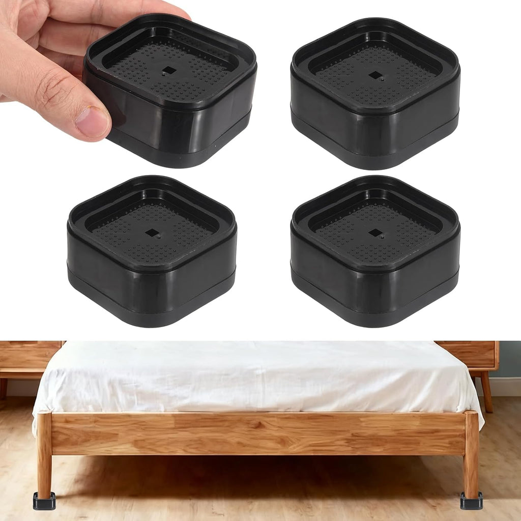 uxcell 4Pcs Furniture Risers Adjustable Bed Risers Height 1-Layers 1" Black