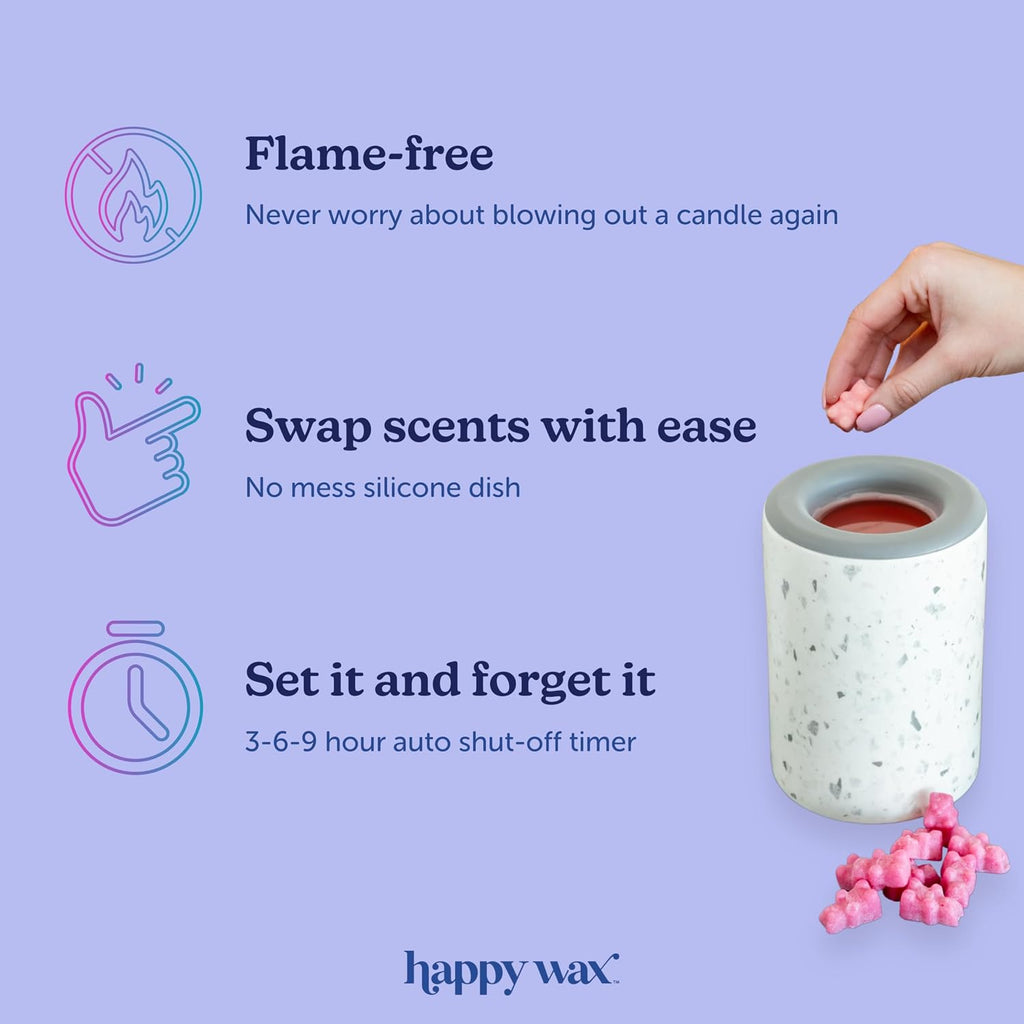 Happy Wax Sage Signature Wax Melt Warmer for Scented Wax Melts, Cubes & Tarts – Electric Wax Melter with Automatic Timer and No Scrape Silicone Dish for Easy Wax Removal