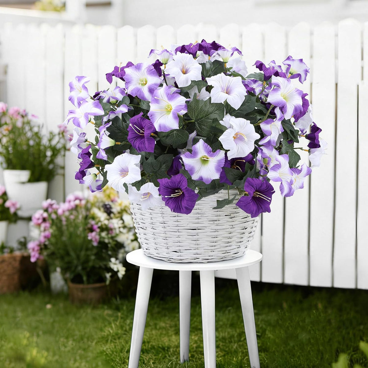 Geegoods Artificial Petunias Flowers for Outdoors, 4 Bundles UV Resistant