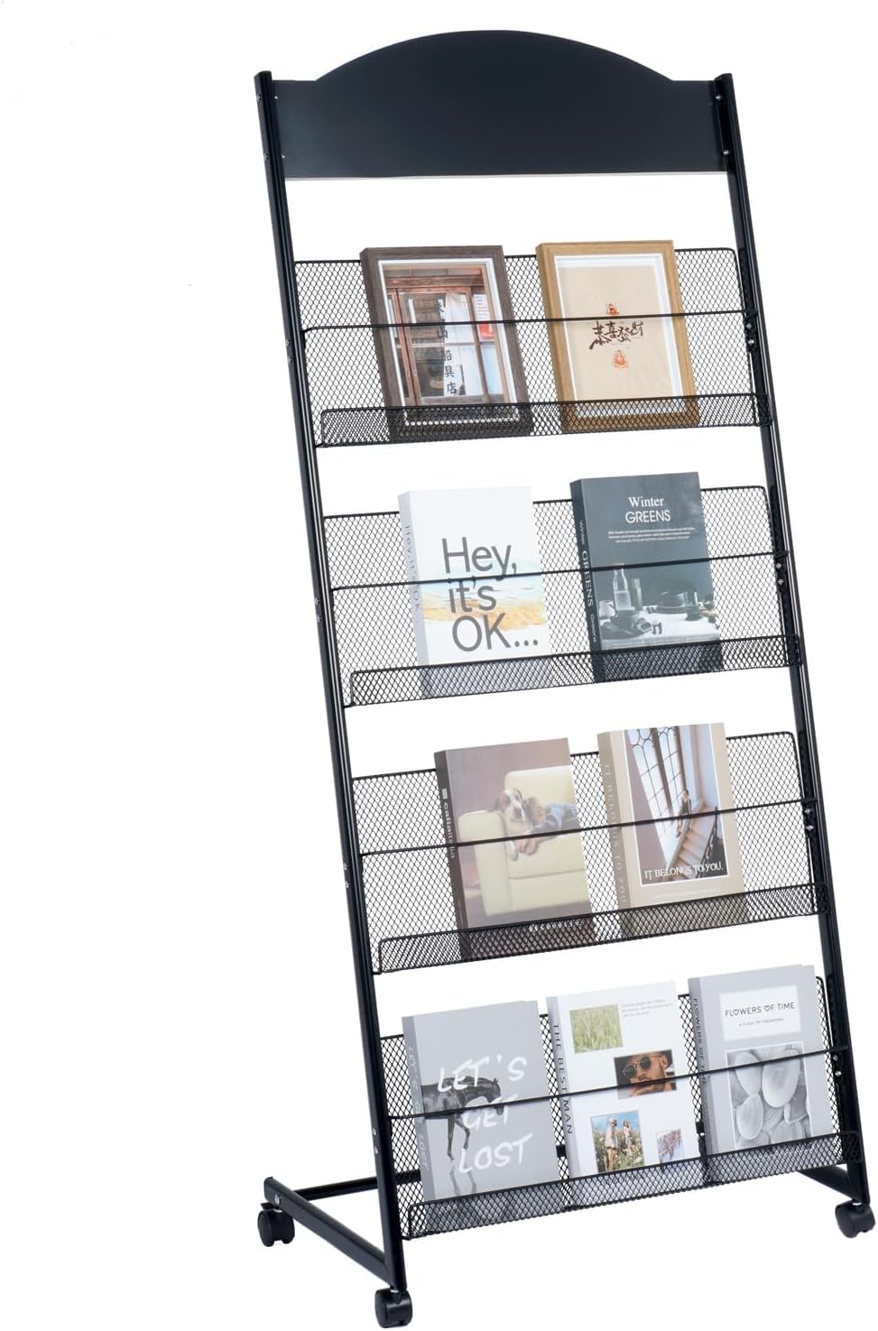 lesolar 4 Tier Floor-Standing Magazine Rack, Book Brochure Display Stand