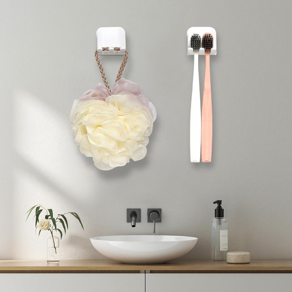 2-Piece Set of White self-Adhesive Wall-Mounted Waterproof Toothbrush Holders, Electric Toothbrush Holder for Bathrooms，Suitable for Bathroom Showers.
