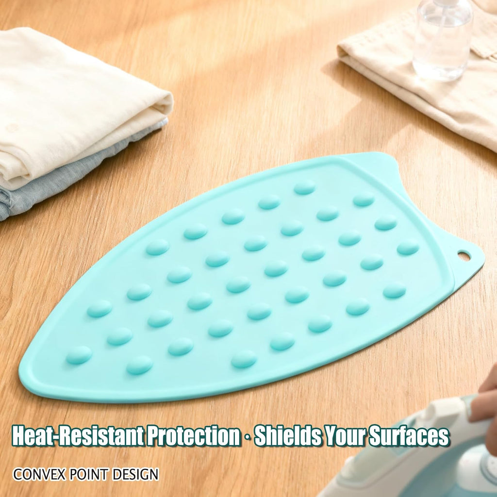 LeLehome Silicone Anti-Slip Iron Rest Pad for Ironing Board Hot Heat Resistant Steam Compact Mat, Home Kitchen Mat Blue Green, Teal