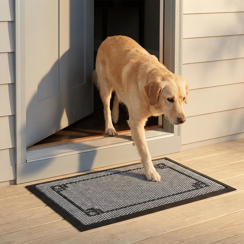 Muddy Mat® Meshy Mat® Door Mat Heavy-Duty Quick-Dry Floor Mat, Sand & Dirt Trapper for Indoor & Outdoor, Ideal for Entrance, Patios & Garages,Low-Profile,Non-Slip,Washable– Border 16"x24"x0.4"