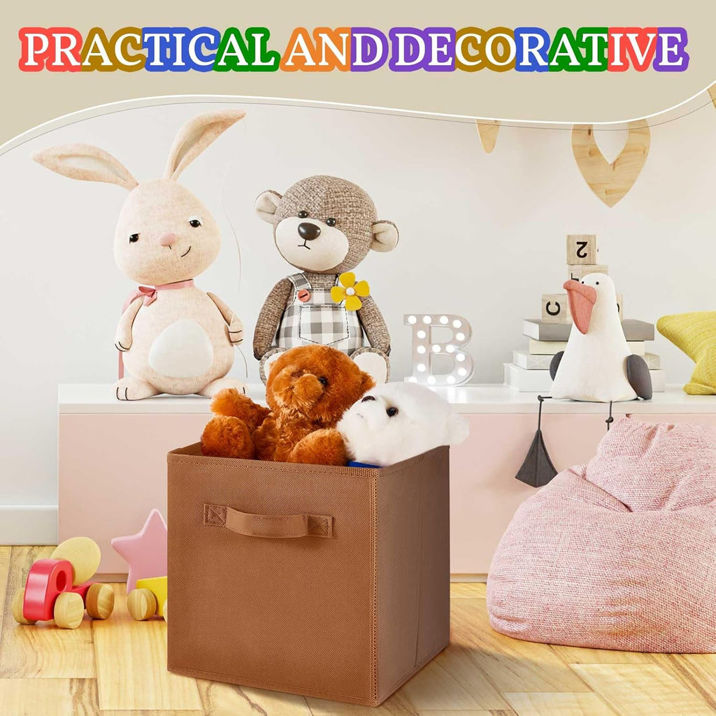 Yinder 4 Pcs Cube Storage Bin Brown 10.5''x10.5''x11'' Storage Cubes