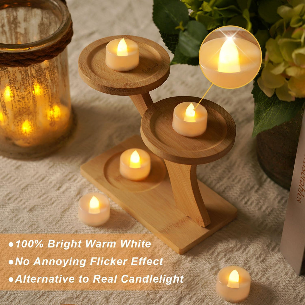 BEICHI 24Pack Battery Operated Tea Lights with Timer, 6H Timer Built-in