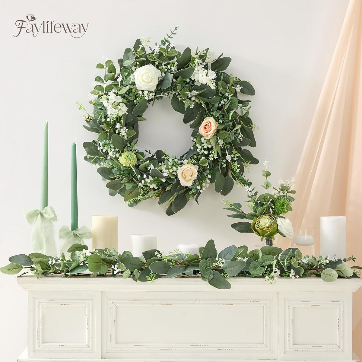 240 Pcs Artificial Eucalyptus & Baby Breath Greenery Stems