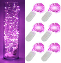 6 Pack Fairy Lights Battery Operated 10ft Silver Wire 30LEDs Pink