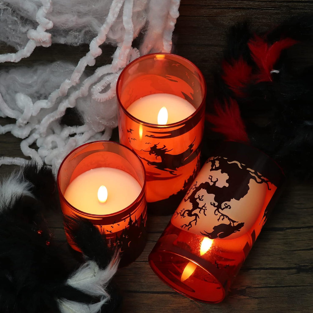 Witch Glass Flameless Candles Battery Operated with Remote Timer