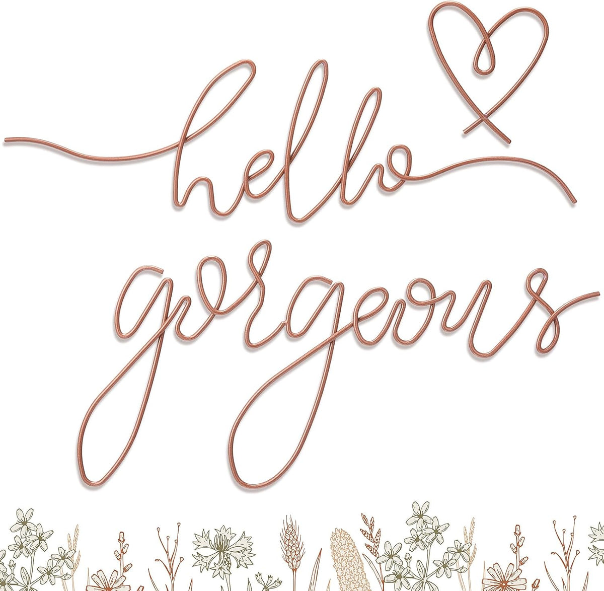 Hicarer Metal Hello Gorgeous Wall Art Minimalist Wall Decor, Rose Gold