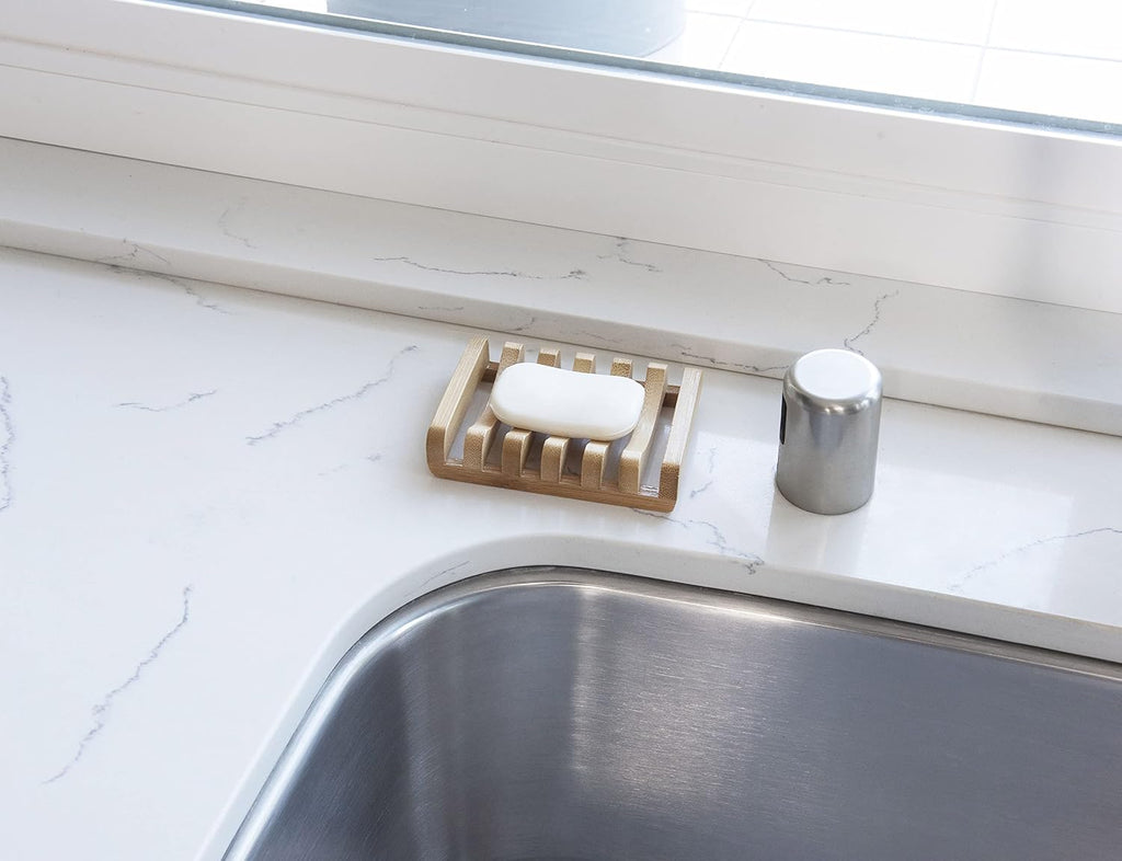 Bamboo Naturals Bar Soap Dish for Sink or Shower, Odor Resistant Tray, Sustainable Bamboo Wood Holder, Great for Bathrooms and Kitchens