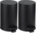 SunnyPoint 4.5 Liter(1.2 Gallon) Small Round Trash Can with Plastic Inner Bucket; Bathroom, Office, Kitchen and Bedroom Step On and Slow Close (BLK) (Pack of 2)