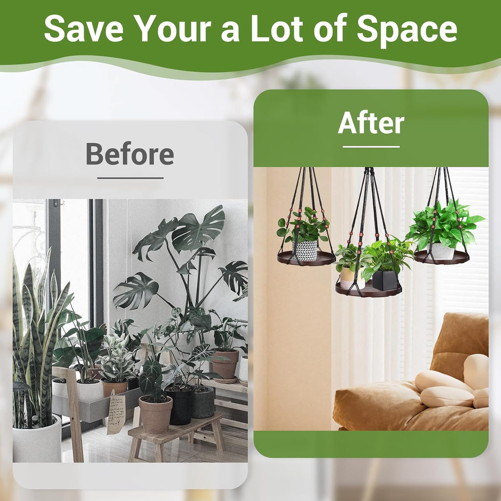 GREANER 1Pack Indoor Hanging Planter Shelf with 2 Ceiling Hooks