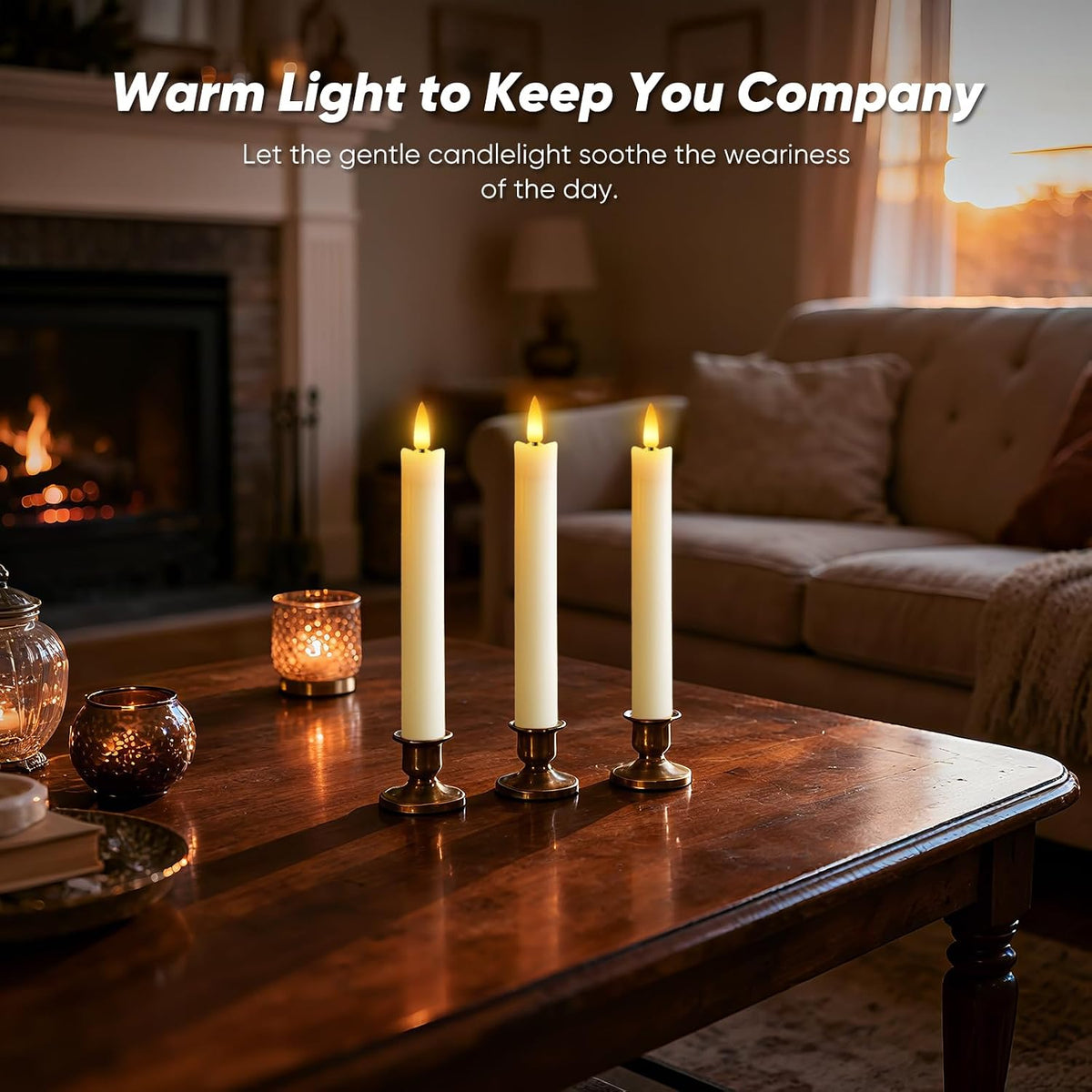 7 Inches Flameless Taper Candles with Remote Timer, Real Wax Ivory Short Led Candlesticks, 3D Wick Light Battery Operated Candlesticks for Christmas Home Wedding Table Decor, 6 Pcs