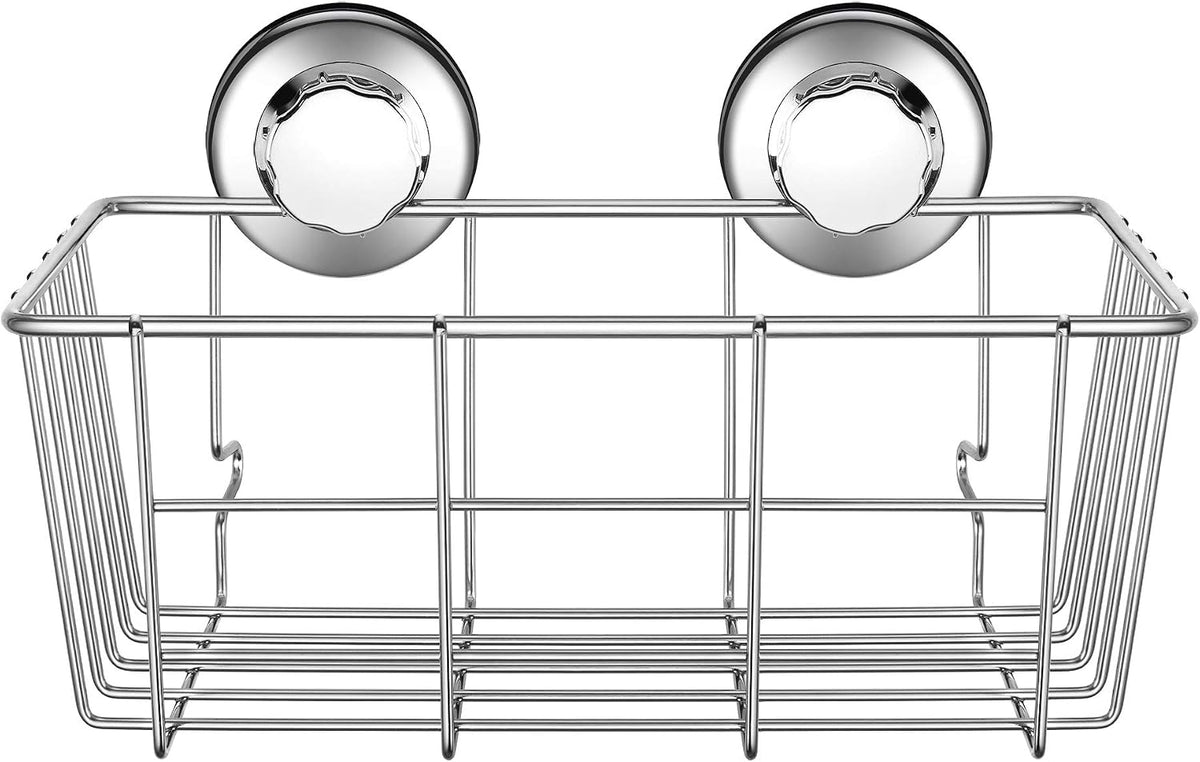 iPEGTOP Suction Cup Deep Shower Caddy Bath Organizer Wall Shelf for Large Shampoo Gel Holder Bathroom Accessories Storage -Rustproof 304 Stainless Steel, 2-Pack