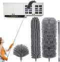 4 Pcs Microfiber Cobweb Duster with 100-inch Extendable Pole, Washable and Reusable Feather Cleaning Duster Kit with 3 Duster Heads,Dusters for Cleaning with Telescopic Pole for High Ceiling Fan