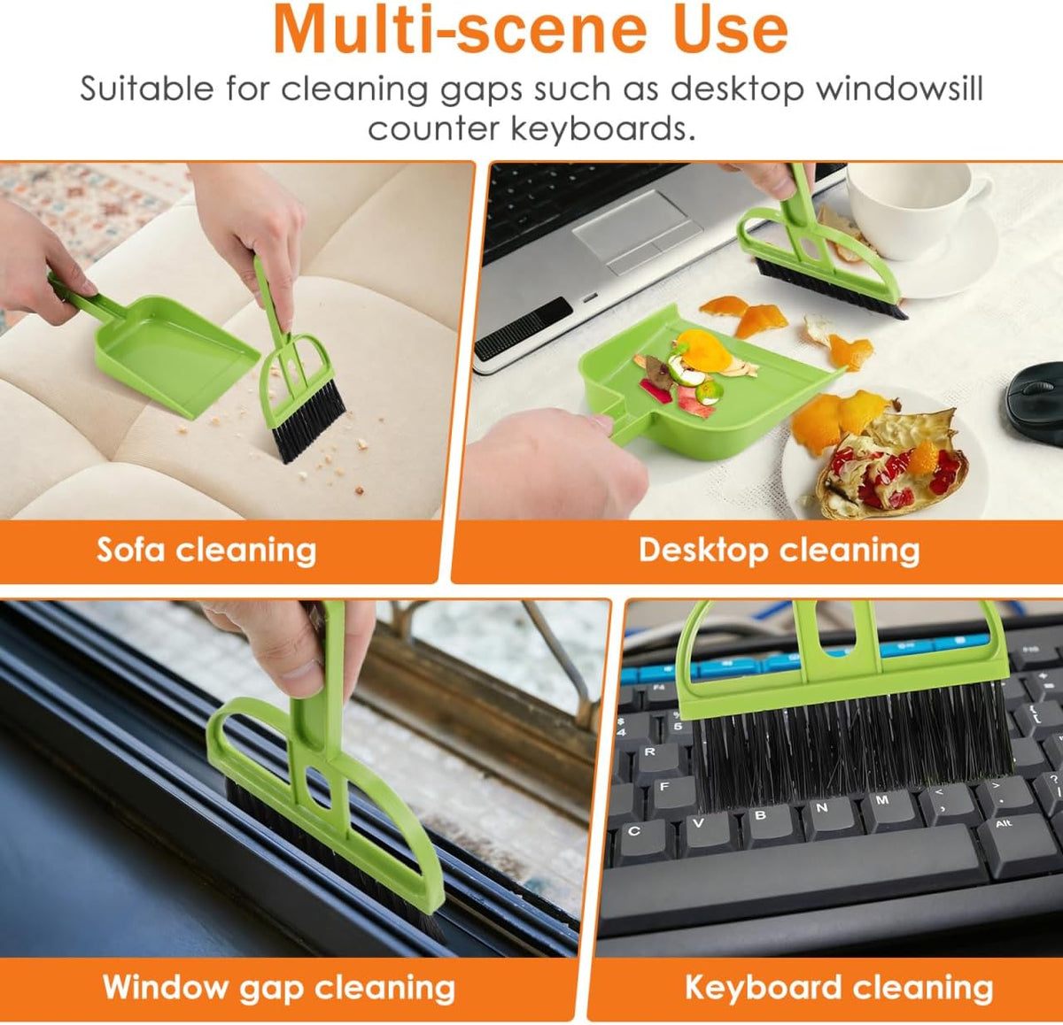 DECHOUS 6 Pack Mini Broom and Dustpan Set Desktop Cleaning Brush Set with Soft Bristles and Pointed Bristles for Desk Keyboard Windowsill Counter Home Office Sweeping Tools