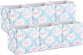 Geelin 6 Pcs Blue Floral Bow Cube Storage Bins 11 Inch Storage Basket