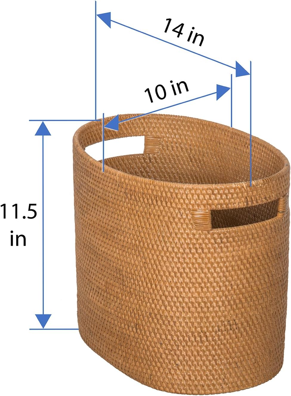 Kouboo Laguna Rattan Magazine Basket, Woven Book Organizer, Honey Brown