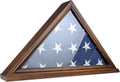 Flag Display Case for 5'x9.5' Burial Flag, Solid Wood, Walnut Color