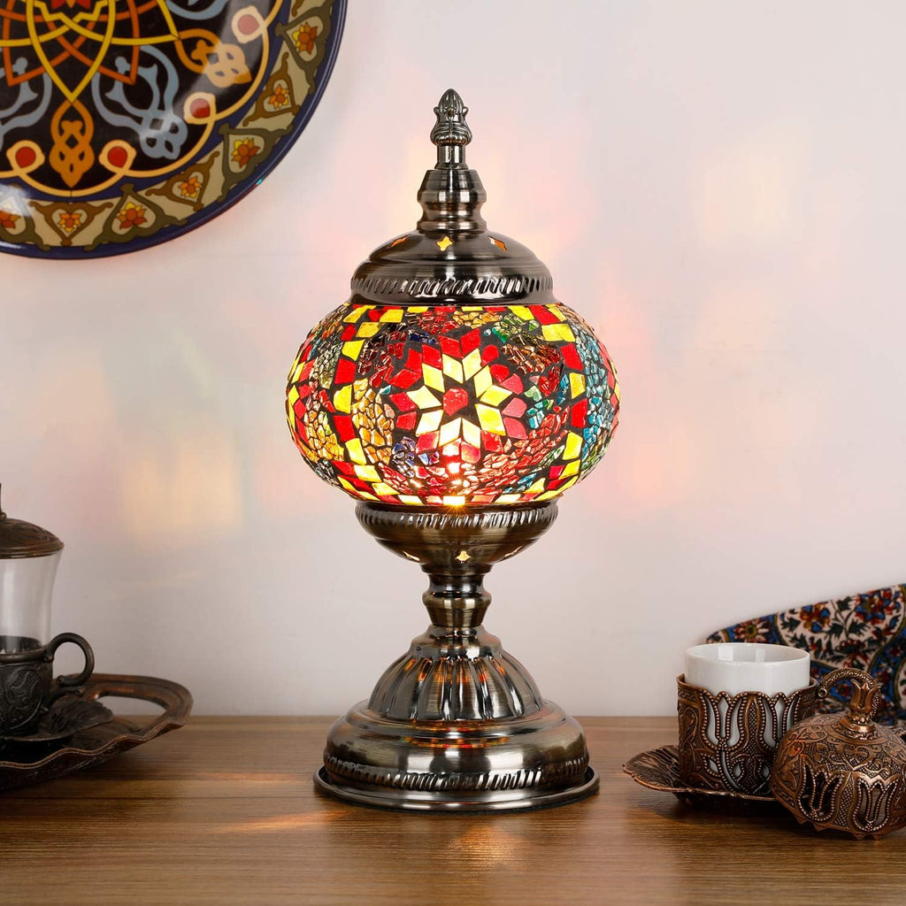 Marrakech Turkish Mosaic Lamp Stained Glass Table Lamp with Tiffany Style