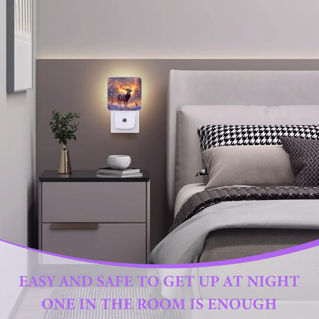 Forest Deer Night Light,Night Lights Plug into Wall,Led Lamp for Stairway/Hallway/Bedroom 0.5W Nightlight Sleep Friendly