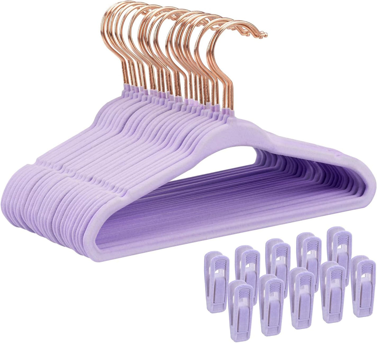 Tonswachic Baby Velvet Clothes Hanger,Infant Felt Hanger,11",Purple,30 Pack