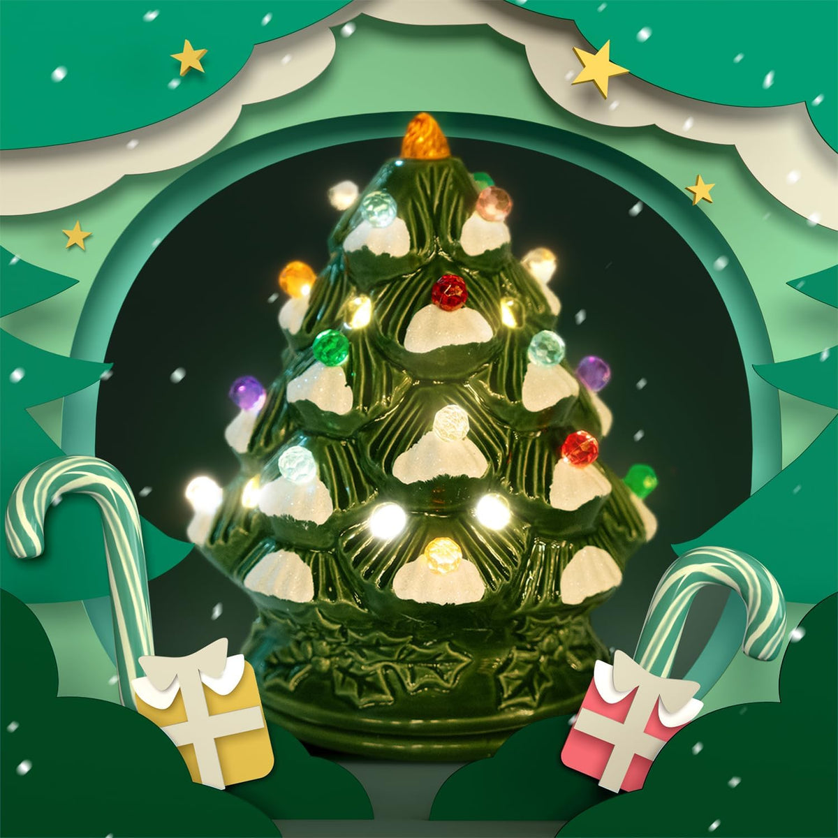 ARVIDSSON Christmas Wax Melt Warmer - Electric Ceramic Christmas Tree Wax Warmer for Scented Wax - Holiday Season Melter for Fragrance Cubes and Tarts, Gfit for Women and Kids