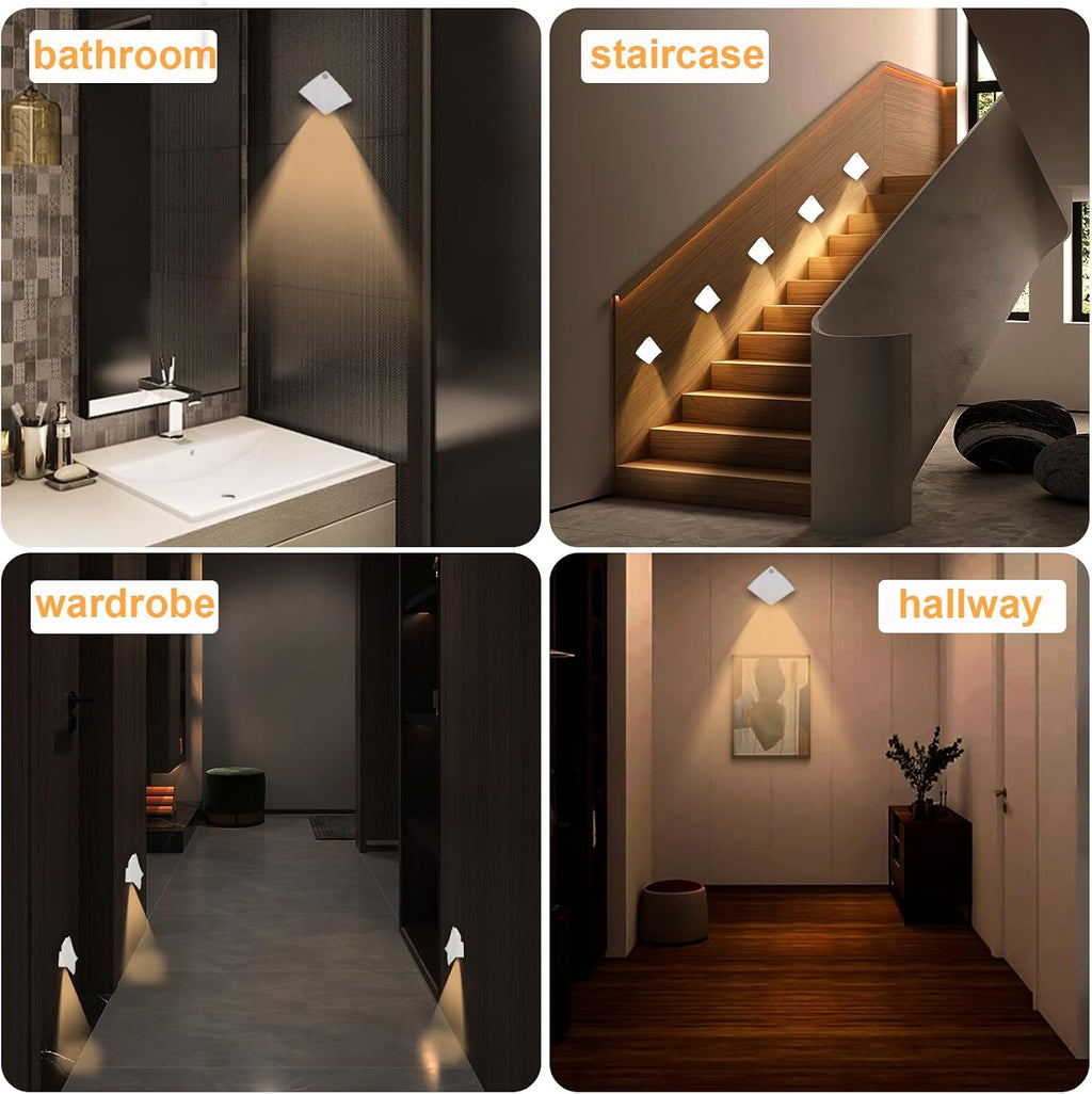 Rechargeable Motion Sensor Night Light, 3200K Magnetic Battery Stick-On LED Light with On/Off/Auto Mode, Portable Cordless Light for Closet, Bedroom, Hallway, Stairs, Cabinet, White (1 Pack)