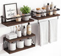 Fixwal Wall Mounted Bathroom Shelves Over Toilet (3+1 Dark Brown)