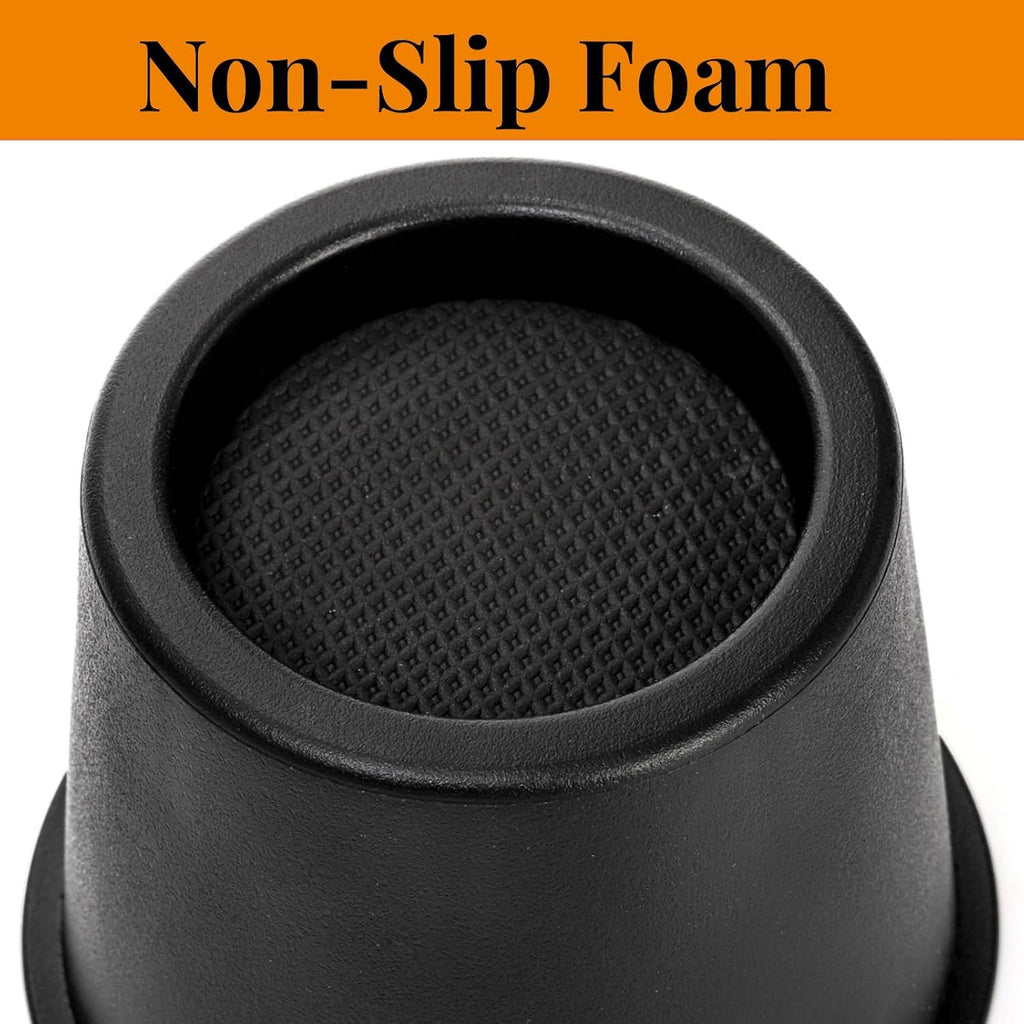 Noamus 6 Pack Round Bed Risers, 4 Inch Furniture Raising Blocks, Black Lifts with Non-Slip Foam Pads, Heavy Duty Dorm Bed Frame Extenders for Desk Chair, Table Legs, Sofa Couch
